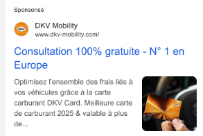 DKV Mobility sponsored ad — Consultation 100% gratuite, N°1 en Europe